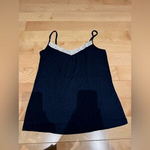 Navy Blue Camisole/Tank Top with Lace Trim